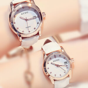 Guou Brand Simple Numberless Lovers Watch